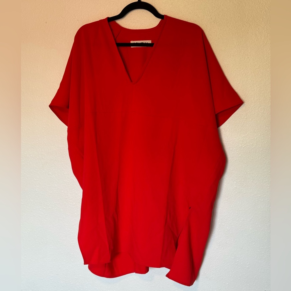Red V-Neck Women's Tunic